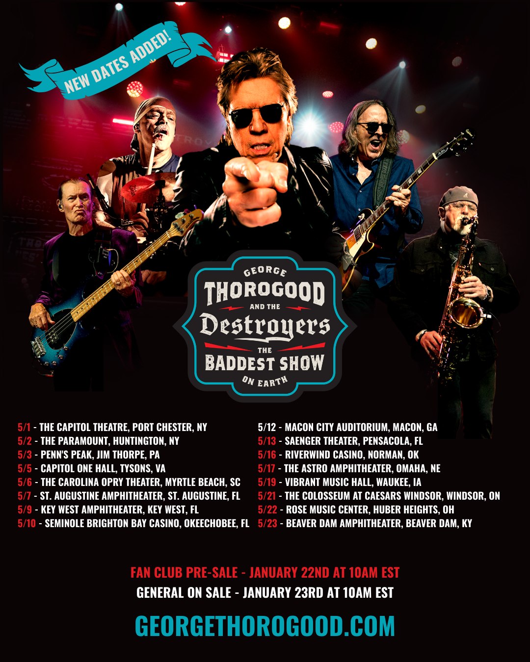 George Thorogood & The Destroyers The Baddest Show On Earth Tour Poster 2026
